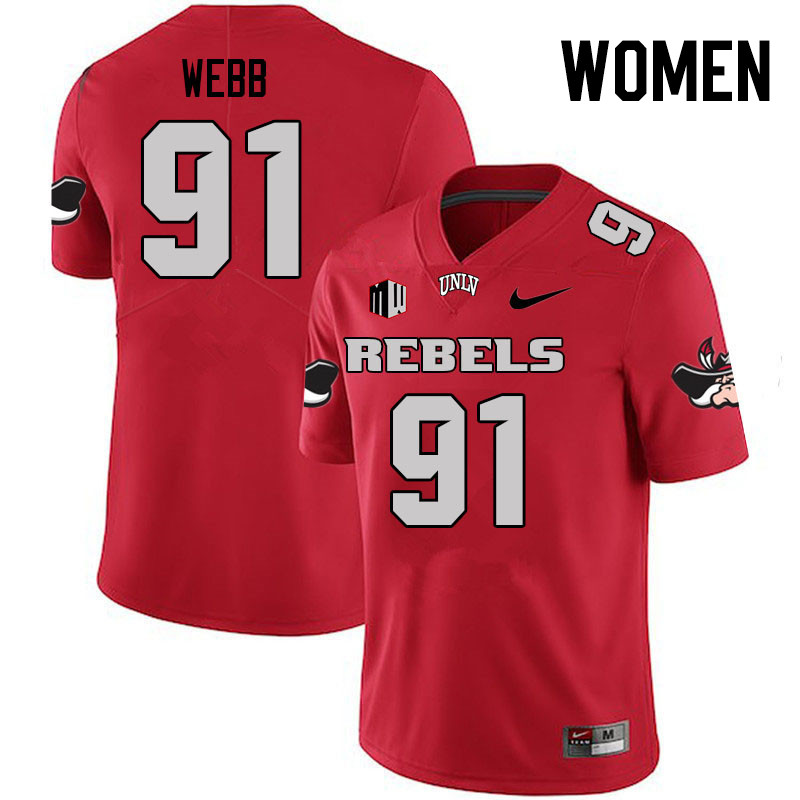 Women #91 Cooper Webb UNLV Rebels College Football Jerseys Stitched Sale-Scarlet - Click Image to Close